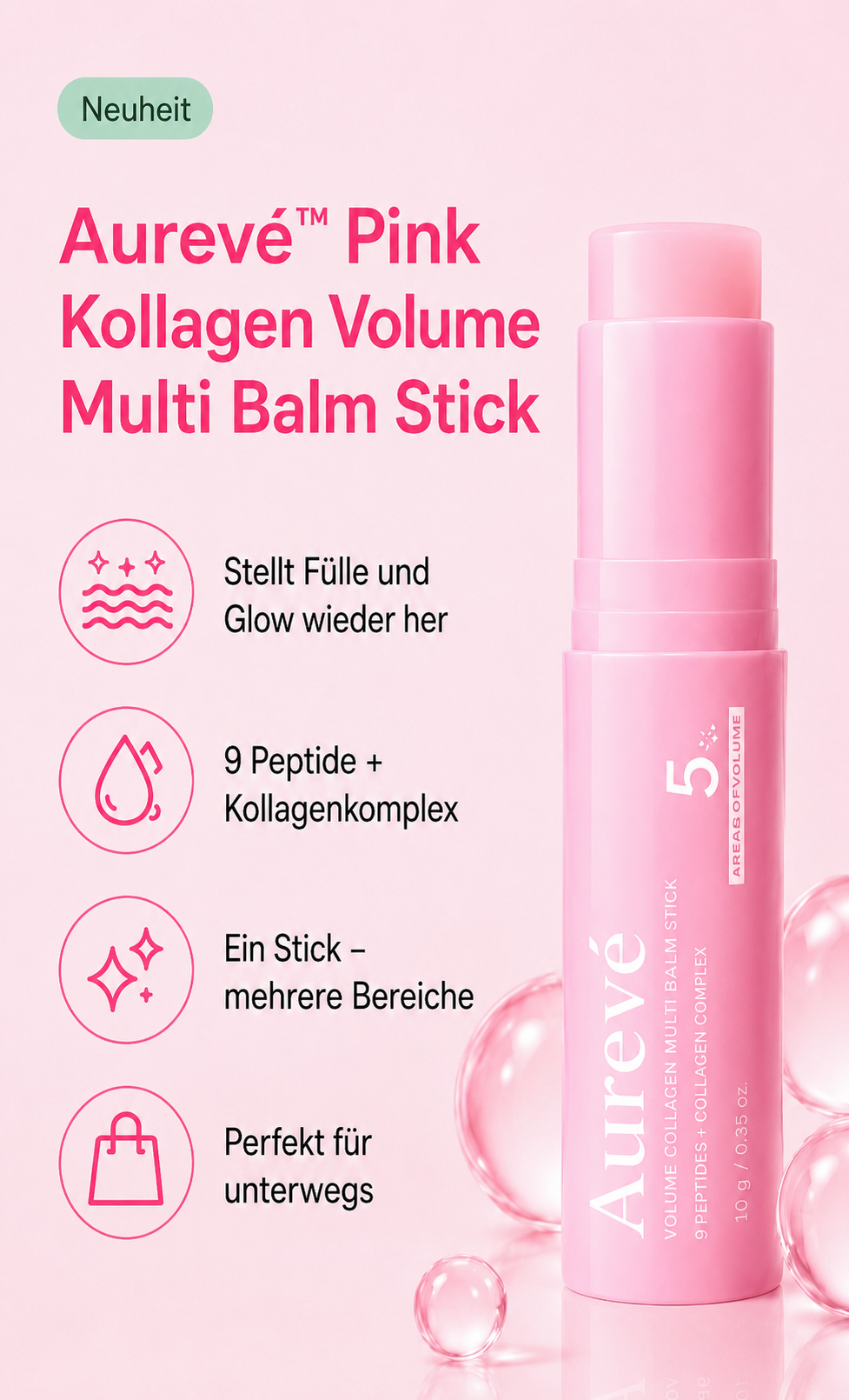 Aurevé™ - Pink Collagen Volume Multi Balm Stick